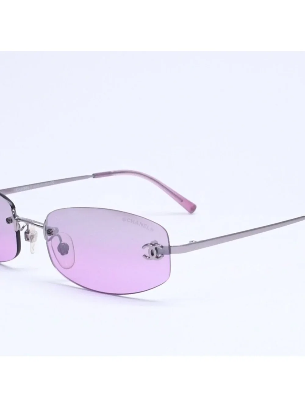 Chanel Rimless Sunglasses Eyewear CC Logo Purple
